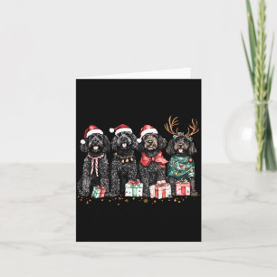 Cute Funny Reindeer Santa Black Goldendoodle Dogs  Card