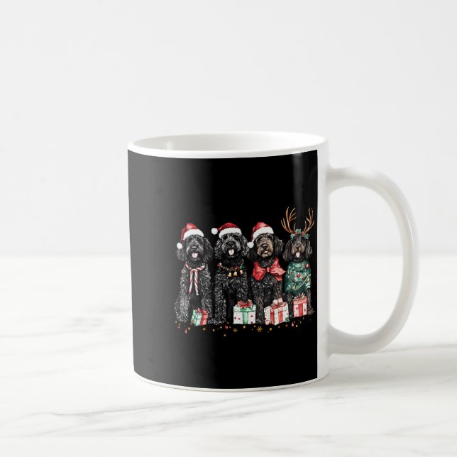 Cute Funny Reindeer Santa Black Goldendoodle Dogs  Coffee Mug (Right)
