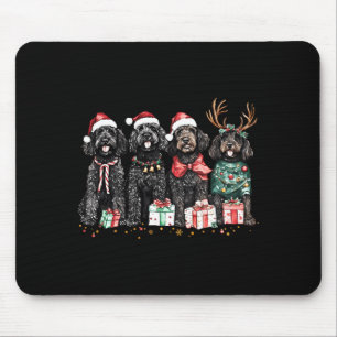 Cute Funny Reindeer Santa Black Goldendoodle Dogs Mouse Mat