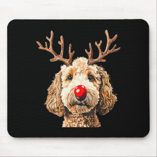 Cute Funny Reindeer Santa Goldendoodle Christmas T Mouse Mat