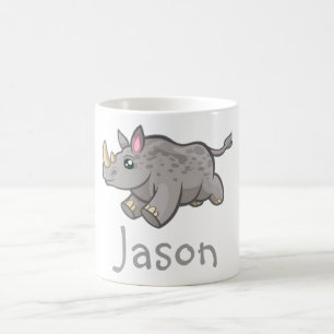Cute Funny Rhino Wildlife Jungle Animal Kids Name Coffee Mug