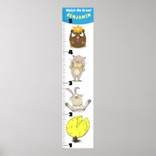 Cute funny rodents animals cartoon growth chart