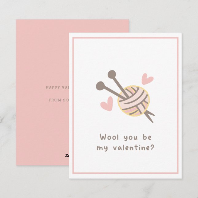Cute Funny Romantic Wool you be My Valentine Holiday Card (Front/Back)