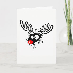 Cute funny Rudolph the red nosed Christmas cartoon Holiday Card