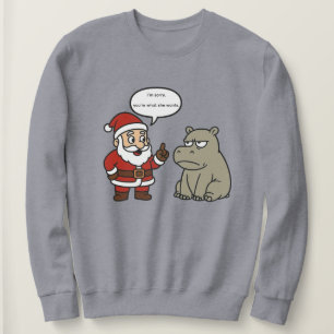 cute, funny Santa and Hippo Christmas Sweatshirt
