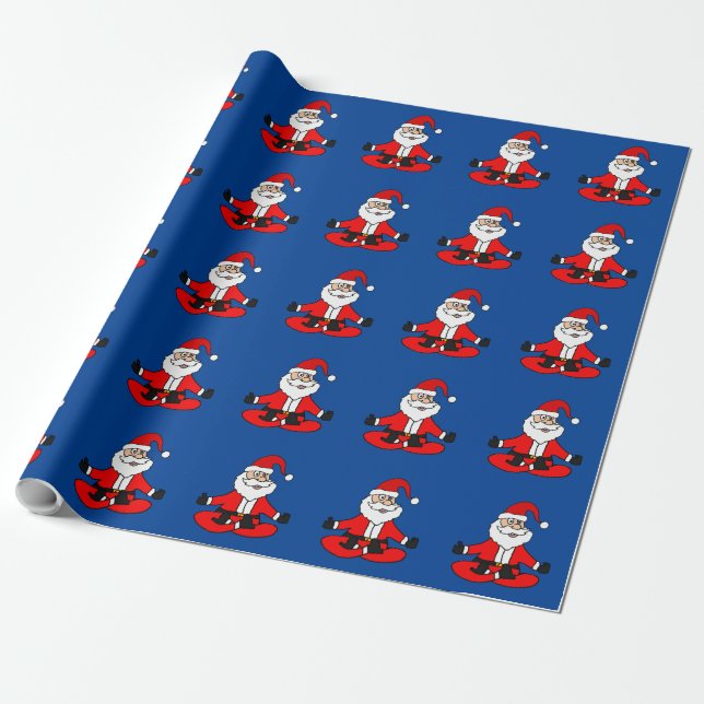 Cute Funny Santa Claus doing Yoga Christmas Wrapping Paper (Unrolled)
