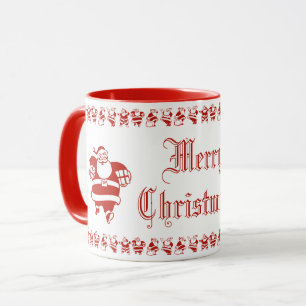 Cute Funny Santa Claus Pattern Red Christmas Text Mug