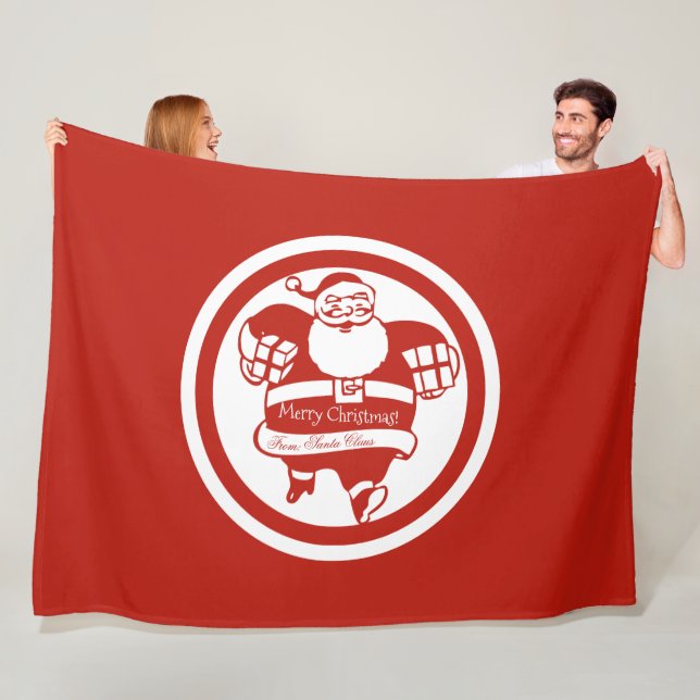 Cute Funny Santa Claus Red and White Christmas Fleece Blanket (In Situ)