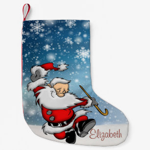 Cute Funny Santa Claus Snowflakes Small Christmas Stocking