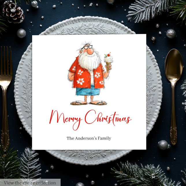 Cute Funny Santa Claus Watercolor Dinner Napkins (Cute Funny Santa Claus Watercolor Dinner Napkins)