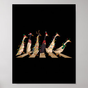 Cute Funny Santa Duck Christmas Lights Duck Wearin Poster