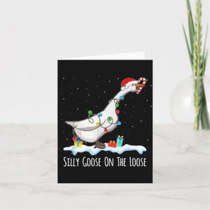 Cute Funny Santa Duck Silly Goose On The Loose Chr Card