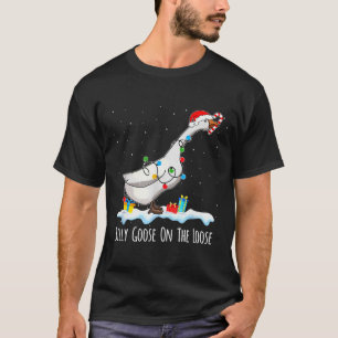 Cute Funny Santa Duck Silly Goose On The Loose Chr T-Shirt