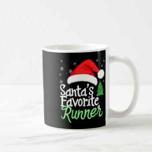 Cute Funny Santa's Favorite Runner Christmas Run H Coffee Mug
