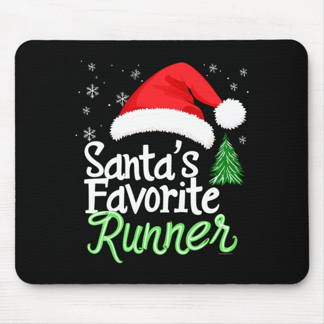 Cute Funny Santa's Favorite Runner Christmas Run H Mouse Mat (Front)