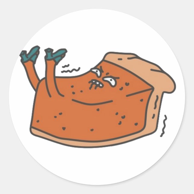 Cute funny scared pumpkin pie - funny Thanksgiving Classic Round Sticker (Front)