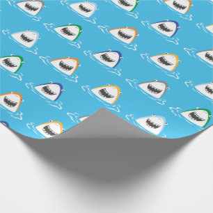 Cute funny Sharks in bright colours on light blue Wrapping Paper