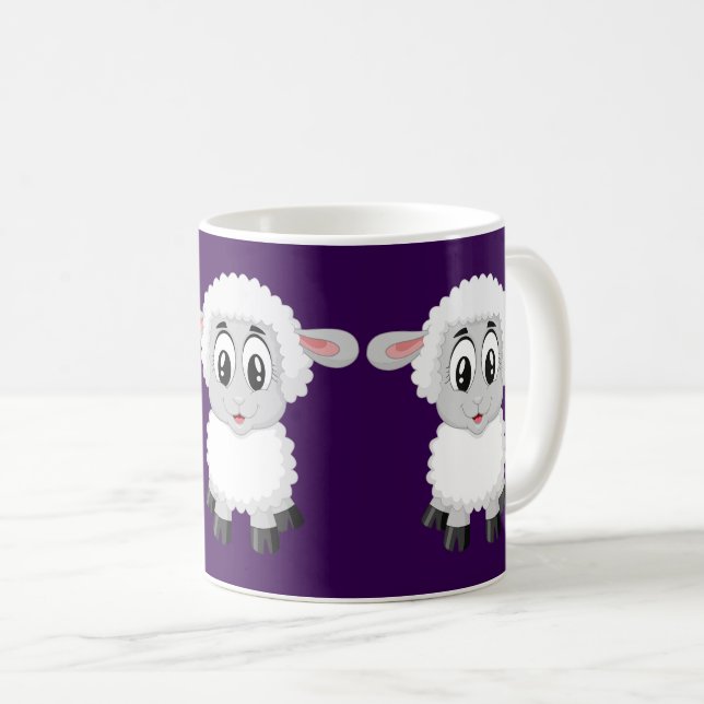 Cute Funny Sheep Design – Adorable Farm Animal  Coffee Mug (Front Right)