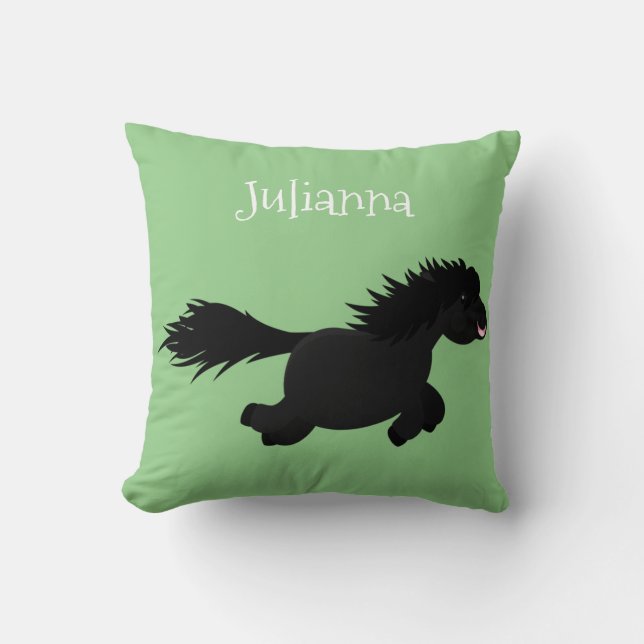 Cute funny Shetland pony cartoon illustration Cushion (Front)