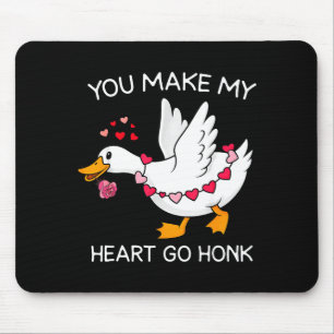 Cute Funny Silly Goose You Make My Heart Go Honk V Mouse Mat