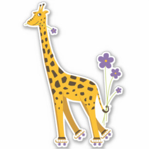 Cute Funny Skating Cartoon Giraffe