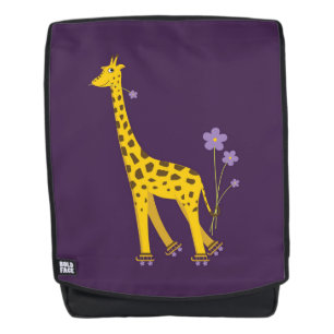 Cute Funny Skating Cartoon Giraffe Backpack