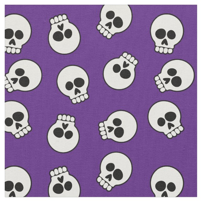 Cute Funny Skeleton Faces Fabric (Close Up)