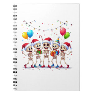 Cute Funny Skeletons Christmas & New Year Celebrat Notebook