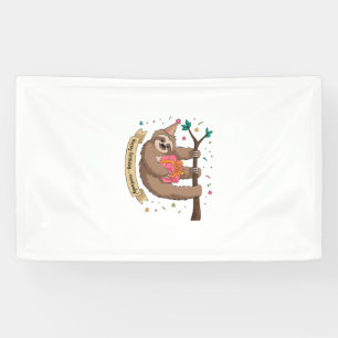 Cute Funny Sloth Happy Birthday Banner