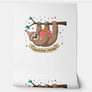 Cute Funny Sloth Happy Birthday Wallpaper