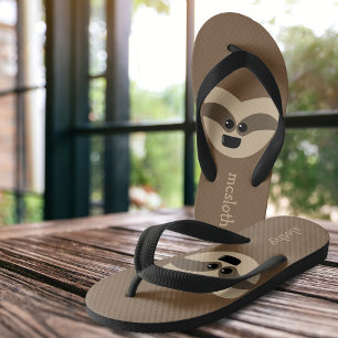 Cute Funny Sloth Personalised Kid's Flip Flops