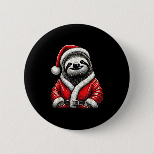 Cute Funny Sloth Santa Claus Christmas Xmas Sloth  6 Cm Round Badge