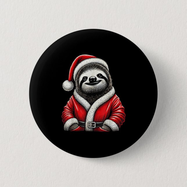 Cute Funny Sloth Santa Claus Christmas Xmas Sloth  6 Cm Round Badge (Front)