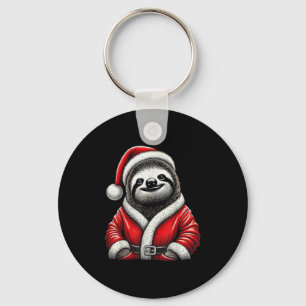 Cute Funny Sloth Santa Claus Christmas Xmas Sloth  Key Ring