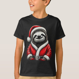 Cute Funny Sloth Santa Claus Christmas Xmas Sloth  T-Shirt