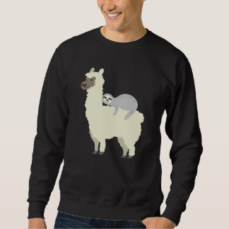 Cute & Funny Sloth Sleeping On Llama Friend Sweatshirt