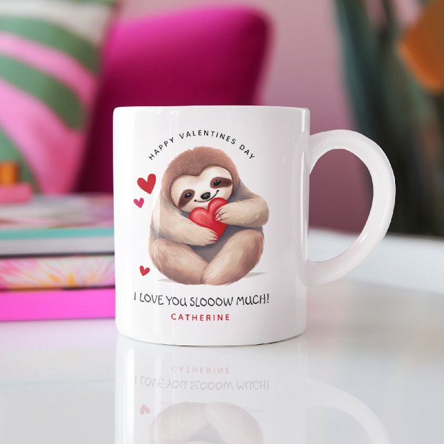 Cute Funny Sloth Valentine's Day Gift Coffee Mug (Creator Uploaded)