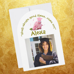 Cute Funny Snail Photo Graduation Party  Invitation