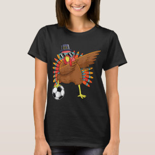Cute Funny Soccer Thanksgiving Dabbing Turkey Dab  T-Shirt