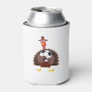 Cute Funny Soccer Thanksgiving Turkey Boys  Can Cooler