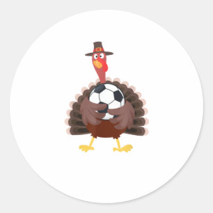 Cute Funny Soccer Thanksgiving Turkey Boys  Classic Round Sticker