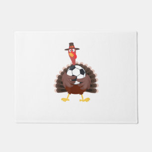 Cute Funny Soccer Thanksgiving Turkey Boys  Doormat