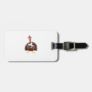 Cute Funny Soccer Thanksgiving Turkey Boys  Luggage Tag
