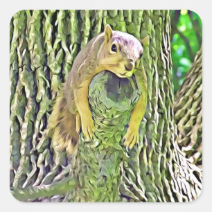 Cute Funny Squirrel being Lazy on a Branch Sticker