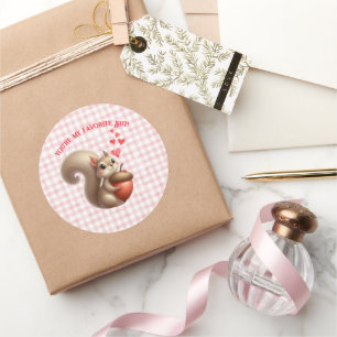 Cute funny squirrel Valentine's Day Classic Round Sticker