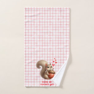 Cute funny squirrel Valentine's Day Hand Towel