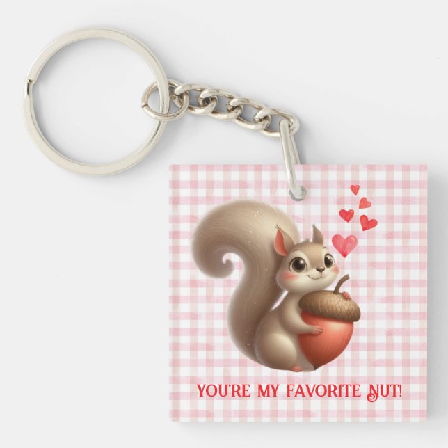 Cute funny squirrel Valentine's Day Key Ring (Front)