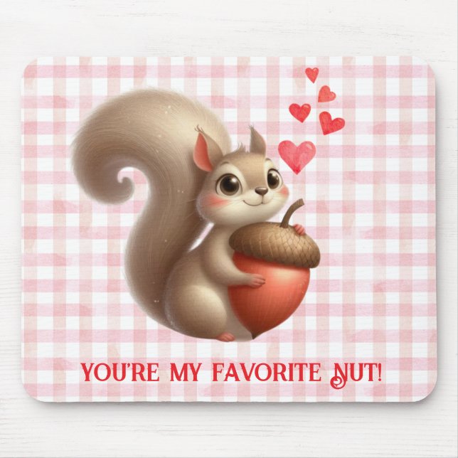 Cute funny squirrel Valentine's Day Mouse Mat (Front)