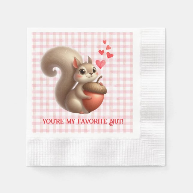Cute funny squirrel Valentine's Day Napkin (Front)