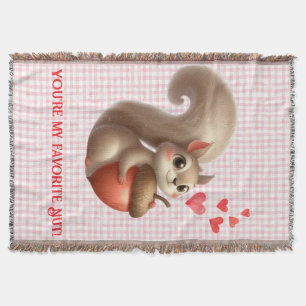 Cute funny squirrel Valentine's Day Throw Blanket